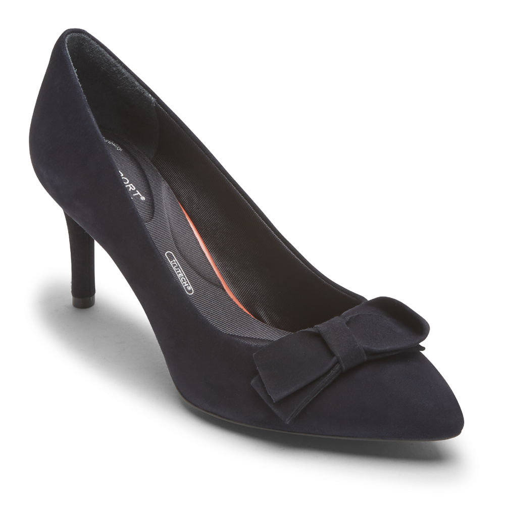 Rockport Singapore Womens Heels - Total Motion 75mm Bow Navy - EA6491583